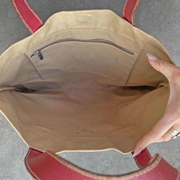 Vintage Prada Small Red Canvas Book Tote Bag AUTHENTIC - Picture 7 of 8